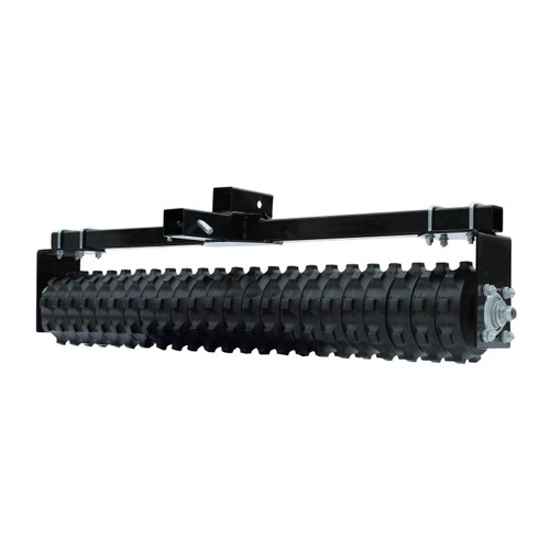 Moto Alliance Impact Implements 50-inch culti-packer with black steel frame and ribbed roller wheels, angled view