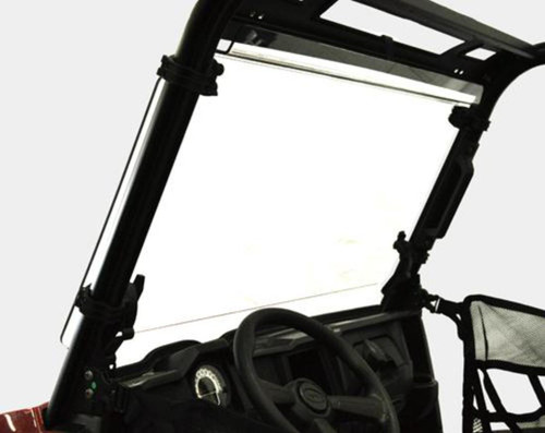 Direction 2 tilting windshield for Polaris Ranger Mid-Size 500/570 and Crew: windshield installed on the cab, side view...