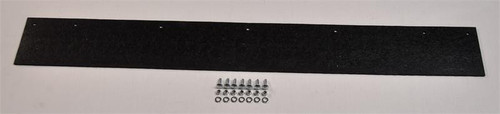 Eagle rubber plow flap, a flat black rubber strip pictured with its hardware bolts and washers