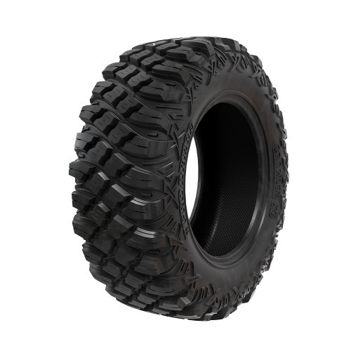 Pro Armor Crawler XG 28x10x15 tire on white, angled view of the tall lug tread and sidewall