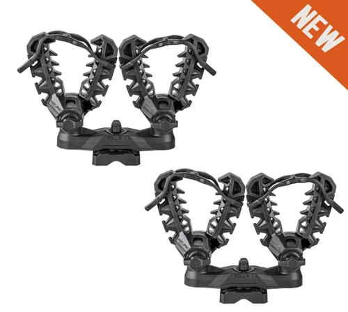 Two Kolpin Rhino Grip XLR double mounts with black rubber grip arms, angled view on white