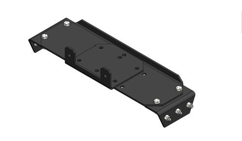 Eagle winch mount for Polaris Ranger '01-04, long black steel plate with mounting bolts, 3D render