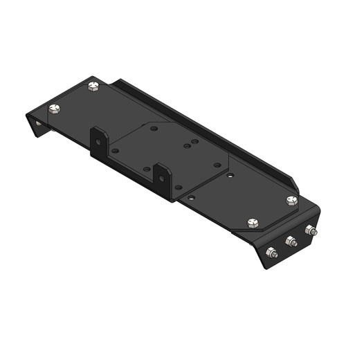 Eagle winch mount for Polaris Ranger '01-04, long black steel plate with mounting bolts, 3D render