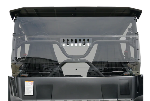 Spike Powersports tinted rear windshield with a vent installed behind the cab of a Yamaha Wolverine X2, rear view