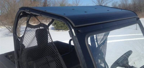 Extreme Metal Products aluminum top on the Honda Pioneer 700 seen from the rear driver side with the cab net