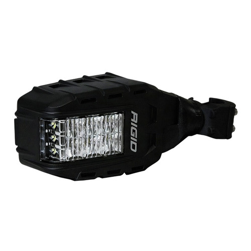 Wiedmann Bros Rigid Reflect LED light side mirror, black housing with the LED light face forward and tube clamp mount