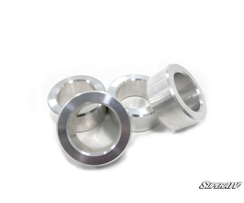 SuperATV 3-inch lift kit spacers for the Kawasaki Teryx KRX 1000, four machined aluminum shock spacer rings on white