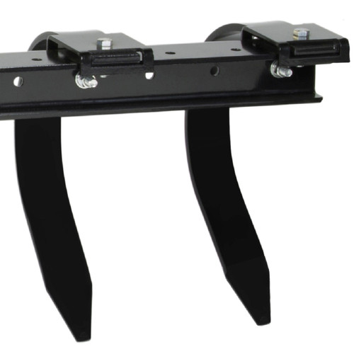 Moto Alliance IMPACT Pro cultivator close-up showing two curved black shanks on the tool bar