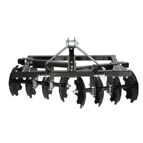 Moto Alliance Impact Cat-0 disc plow with two gangs of notched discs and a 3 point A-frame on white