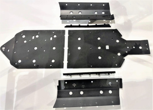 Trail Armor Honda Talon 1000 full skid plate kit laid out: main belly panel, side sections and rocker guards