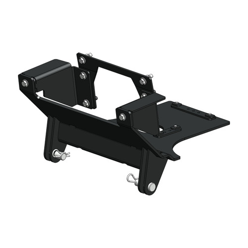 Eagle plow mount for Kawasaki Mule Pro FXT/Diesel, black steel frame with bolts and pins, 3D render