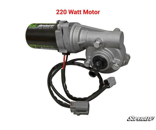 SuperATV 220-watt power steering motor with wiring pigtail for the Honda Pioneer 1000 kit, on white
