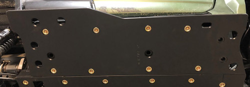 Side view of the Trail Armor rocker skid panel bolted along the lower side of the Yamaha Wolverine RMAX4