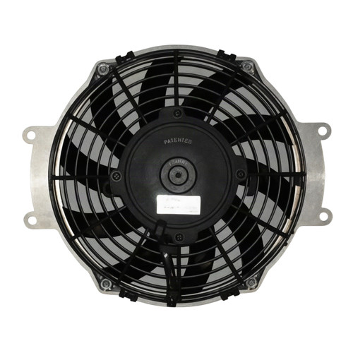 Universal Parts replacement cooling fan kit for the Kawasaki Teryx 750, black fan with shroud, front view