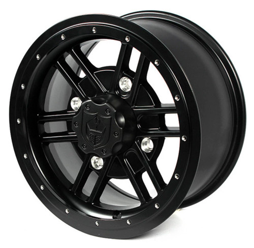 Pro Armor Force bead lock wheel 14x7 for the Can-Am X3, matte black face with split spokes, angled front view
