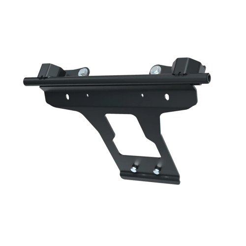 Kolpin Front-Connect Conqueror plow mount for a Polaris General, black steel plate with crossbar, angled rendering