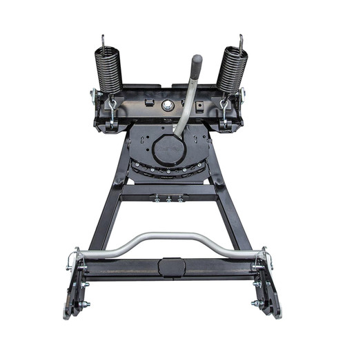 Kolpin Conqueror plow push frame for Honda with dual trip springs and angle pivot, front view on white