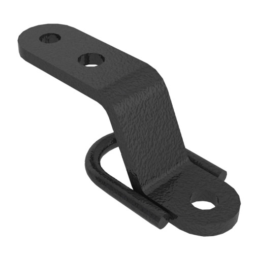 Kolpin 3-way multi-purpose bolt-on hitch bracket in black steel with a D-ring shackle, rendered view