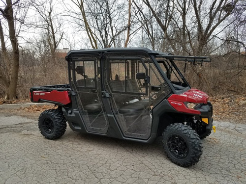 Can-Am Defender MAX hard cab enclosure by HardCabs - steel roof, tilt-out glass windshield, poly doors