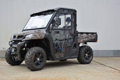 CF Moto U-Force 1000 hard cab enclosure by HardCabs - steel roof, tilt-out glass windshield, poly doors