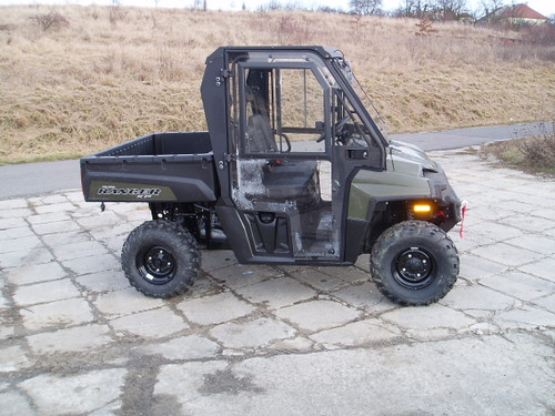 Polaris Ranger XP800 / 570 Full Size hard cab enclosure by HardCabs - steel roof, tilt-out glass windshield, poly doors