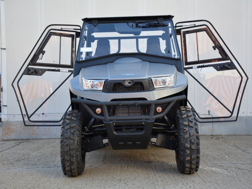 Kymco UXV 700i Sport hard cab enclosure by HardCabs - steel roof, tilt-out glass windshield, poly doors