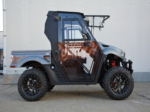Kymco UXV 700i Sport hard cab enclosure by HardCabs - steel roof, tilt-out glass windshield, poly doors