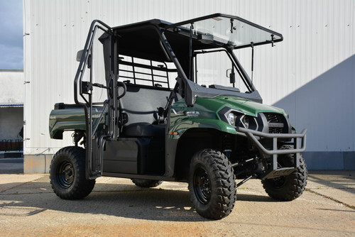 Kawasaki Mule MX hard cab enclosure by HardCabs - steel roof, tilt-out glass windshield, poly doors