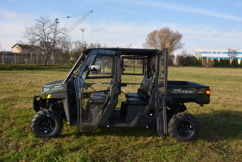 Polaris Ranger XP1000-4 Crew hard cab enclosure by HardCabs - steel roof, tilt-out glass windshield, poly doors
