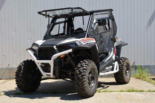 Polaris RZR 900 S hard cab enclosure by HardCabs - steel roof, tilt-out glass windshield, poly doors
