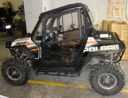 Polaris RZR XP 800 hard cab enclosure by HardCabs - steel roof, tilt-out glass windshield, poly doors