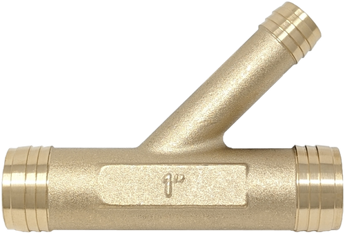 1'' Brass Y Fitting, includes stainless steel hose clamps