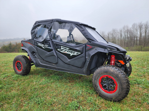 3 Star upper doors and rear panel combo on a black CFMoto ZForce 950 Sport 4, side profile in a field