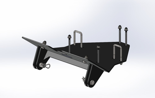 Eagle plow mount for Can Am Commander, black steel plate with U-bolts and pins, 3D render