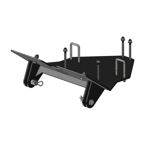 Eagle plow mount for Can Am Commander, black steel plate with U-bolts and pins, 3D render
