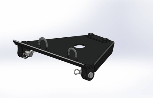 Eagle plow mount for Polaris General/RZR, black steel plate with U-bolts and pins, 3D render