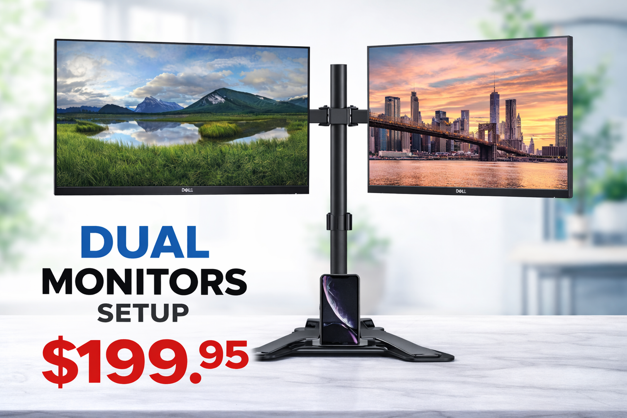 LOT 2x DELL P2219H 22inch FHD Monitors 1080P IPS w/Dual Stand +DP HDMI 