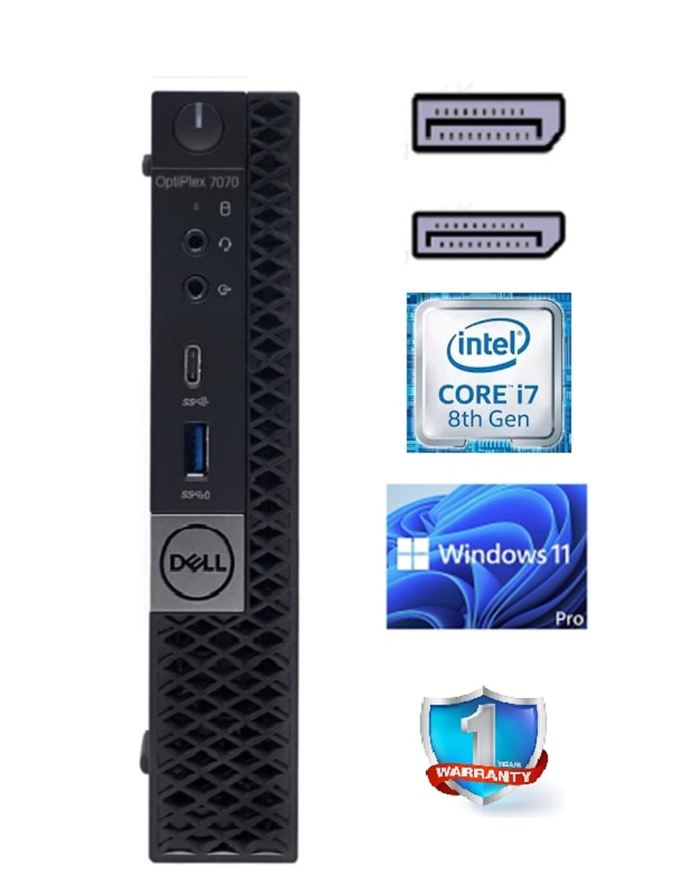 Dell OptiPlex 7070 Micro Intel i7, Win 11 Pro, 16GB RAM, 256GB SSD