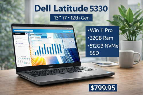 Dell Latitude 5330 13" i7, 12th Gen, Win 11 Pro, 32GB Ram, 512GB Nvme SSD