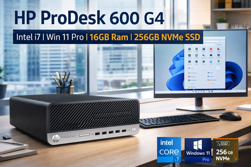 HP ProDesk 600 G4 Intel i7 Win 11 Pro, 16GB Ram, 256GB Nvme SSD