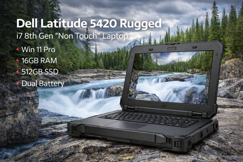 Dell Latitude 5420 Rugged i7 8th Gen "Non Touch" Laptop Win 11 Pro, 16gb Ram, 512GB SSD, Dual Battery