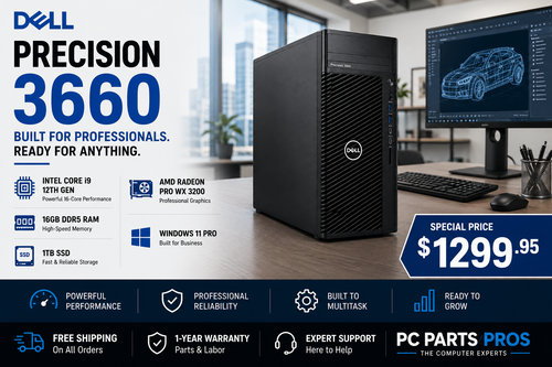 Dell Precision 3660 i9 12th Gen, 16GB Ram, 1TB SSD, AMD WX3200, Win 11 Pro  