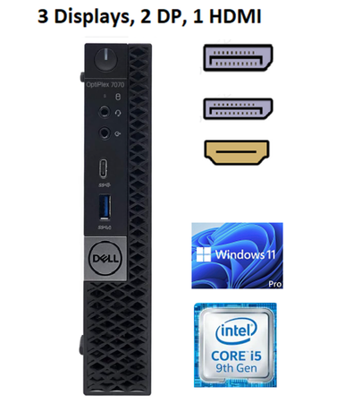 Dell Optiplex 7070 Micro i5 9th Gen, Win 11 Pro, 16gb RAM, 512GB