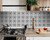 4" X 4" Charcoal And White Scroll Peel And Stick Removable Tiles