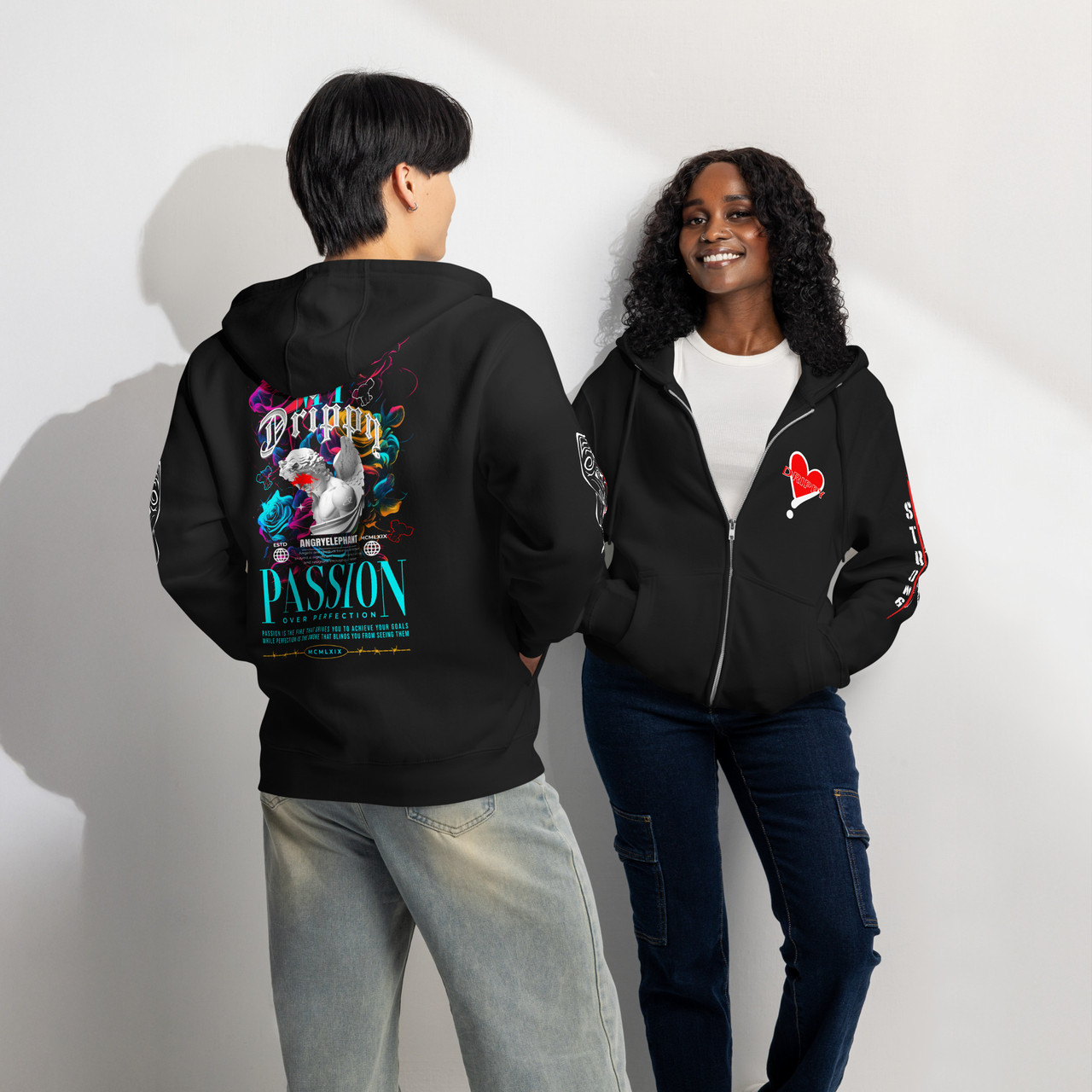 Premium Drippy Passion full zip hoodie - Angry Elephant Clothing