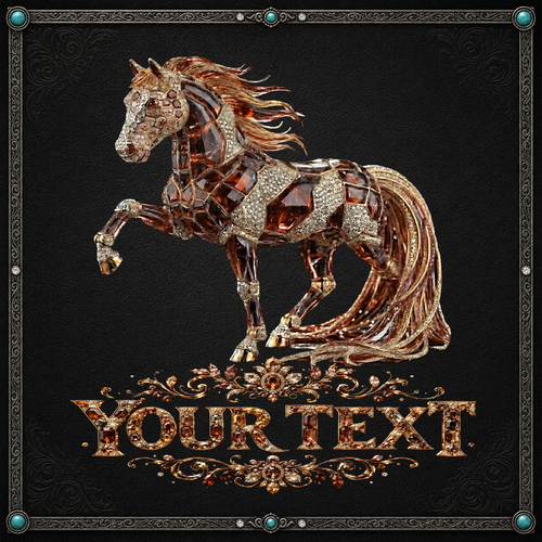 Custom Jeweled Horse Digital Design PNG