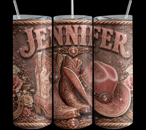 Custom Pink & Rose Gold Western Glam Tumbler