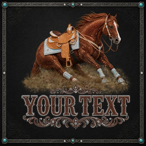 Custom Faux Rhinestone Reining Horse Design