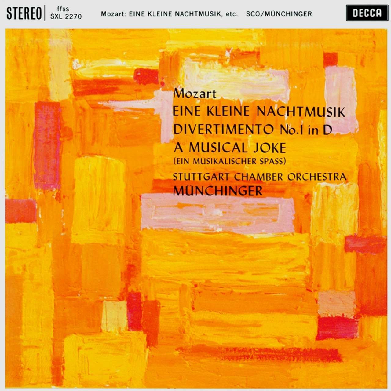 Classical Vinyl | Amadeus Mozart: Eine Kleine Nachtmusik, Divertimento No.1 D, A Musical Joke, Karl Münchinger/Stuttgart Chamber Orchestra - LP 180g, Speakers Records 2270, EAN 4260019710291