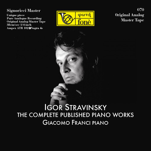 Classical MASTER TAPE - I.Stravinsky - The Complete Published Piano Works. Fonè Records, original cat.# Fonè 070, format 5x 1/4" RTM SM900 Tape set, Metal reel 10,5"/265mm, NAB Hub, 38 cm/s (15 ips), IEC eq. More info on www.sepeaaudio.com